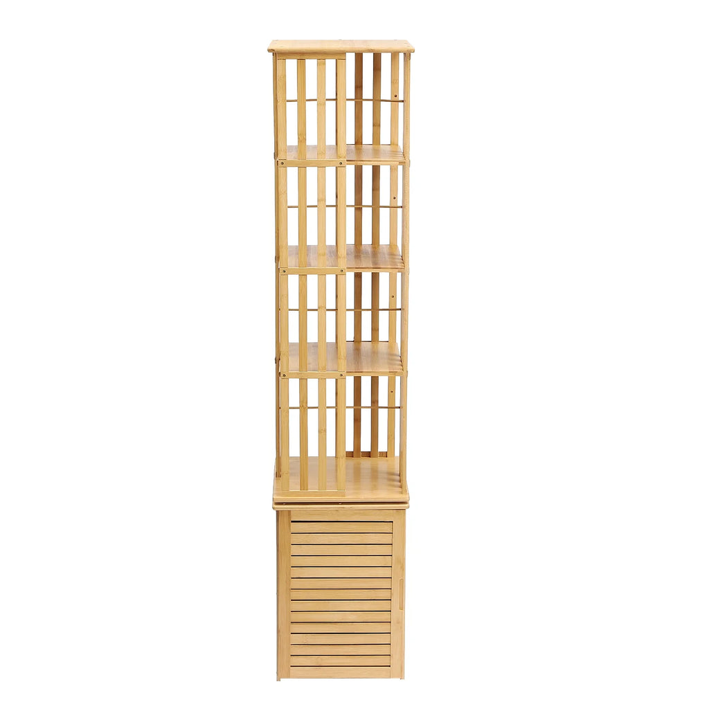 6 Tier 360° Rotating Bamboo Corner Bookshelf N79994