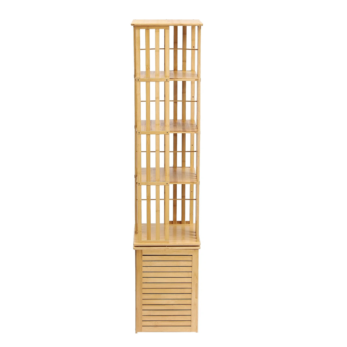 6 Tier 360° Rotating Bamboo Corner Bookshelf N79994