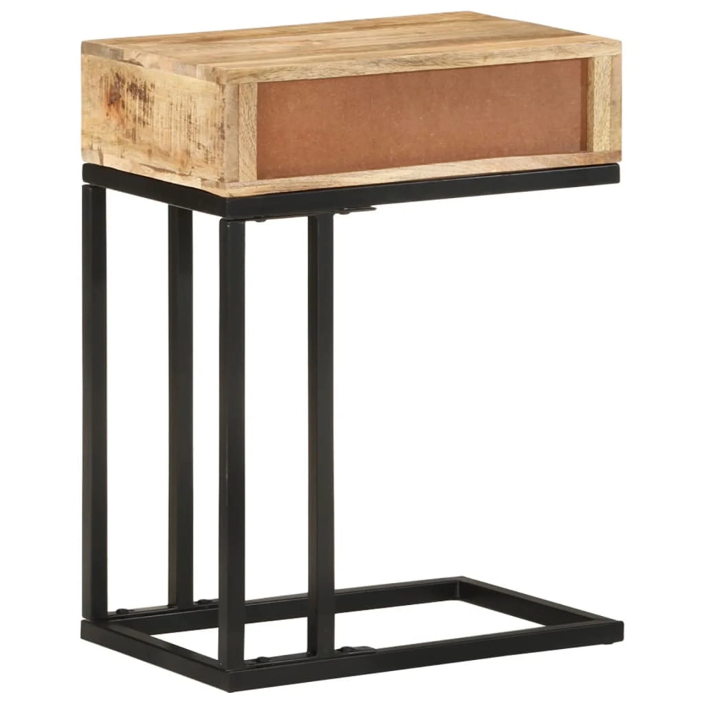 U-Shaped Side Table with Storage Drawer Mango Wood Steel Frame O154881