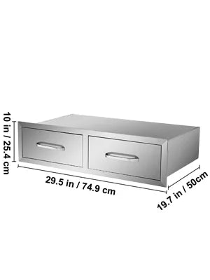 30"Wx10"Hx20"D Double Access Outdoor Kitchen Drawers S347