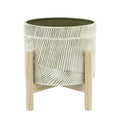 Ceramic Planter with Wood Stand S699