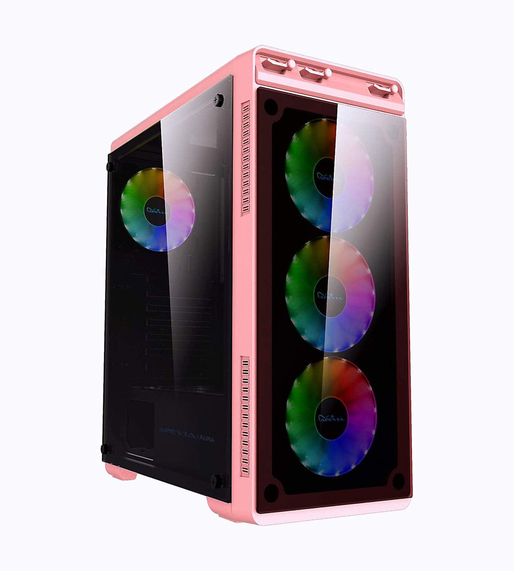Pink Mid Tower Gaming Case with 4 x RGB Fans K881