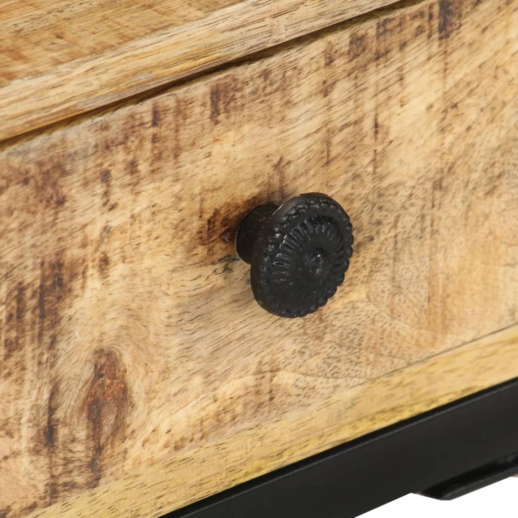 U-Shaped Side Table with Storage Drawer Mango Wood Steel Frame O154881