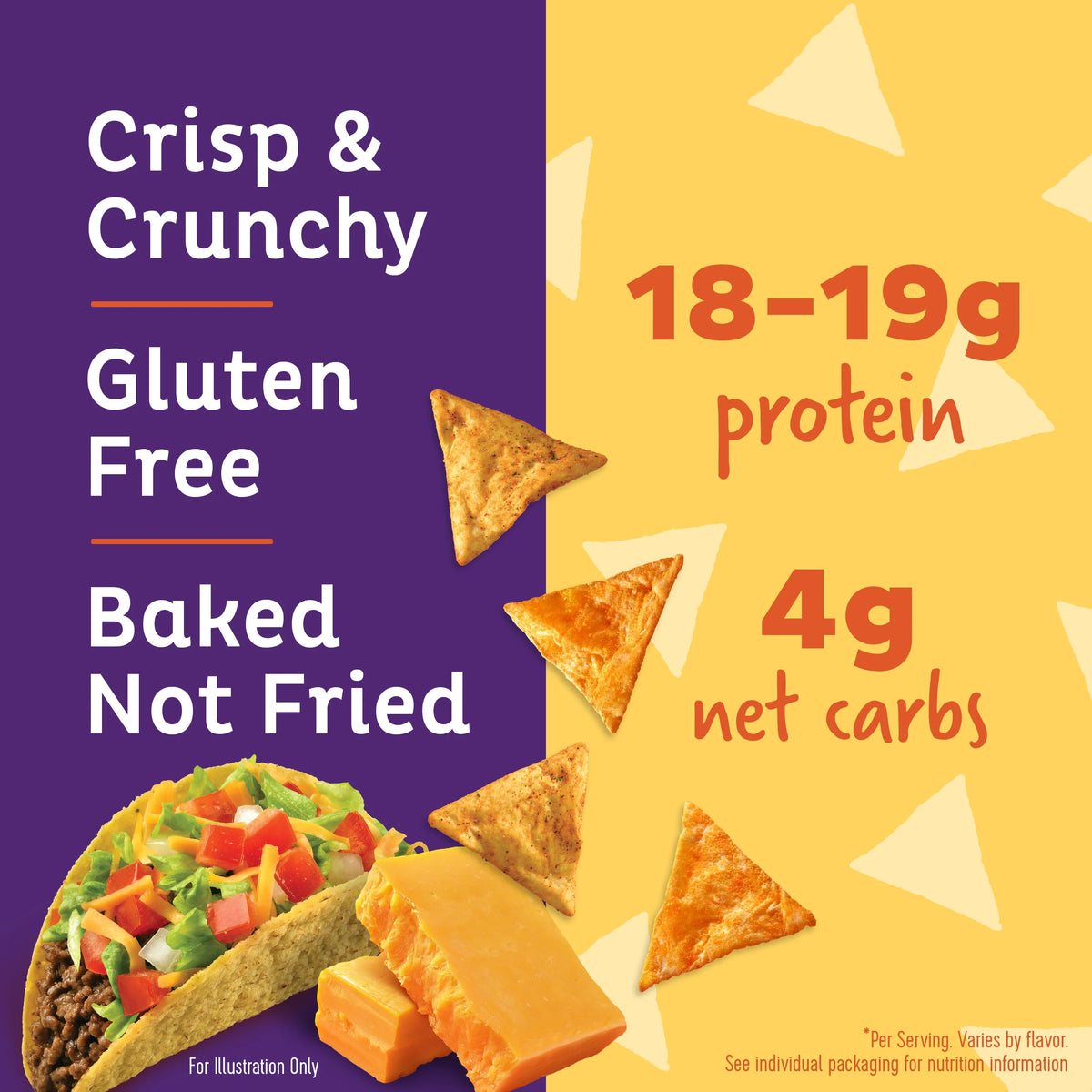 Nacho Cheese and Loaded Taco Tortilla Style Protein Chips Variety Pack, 12 Count R245