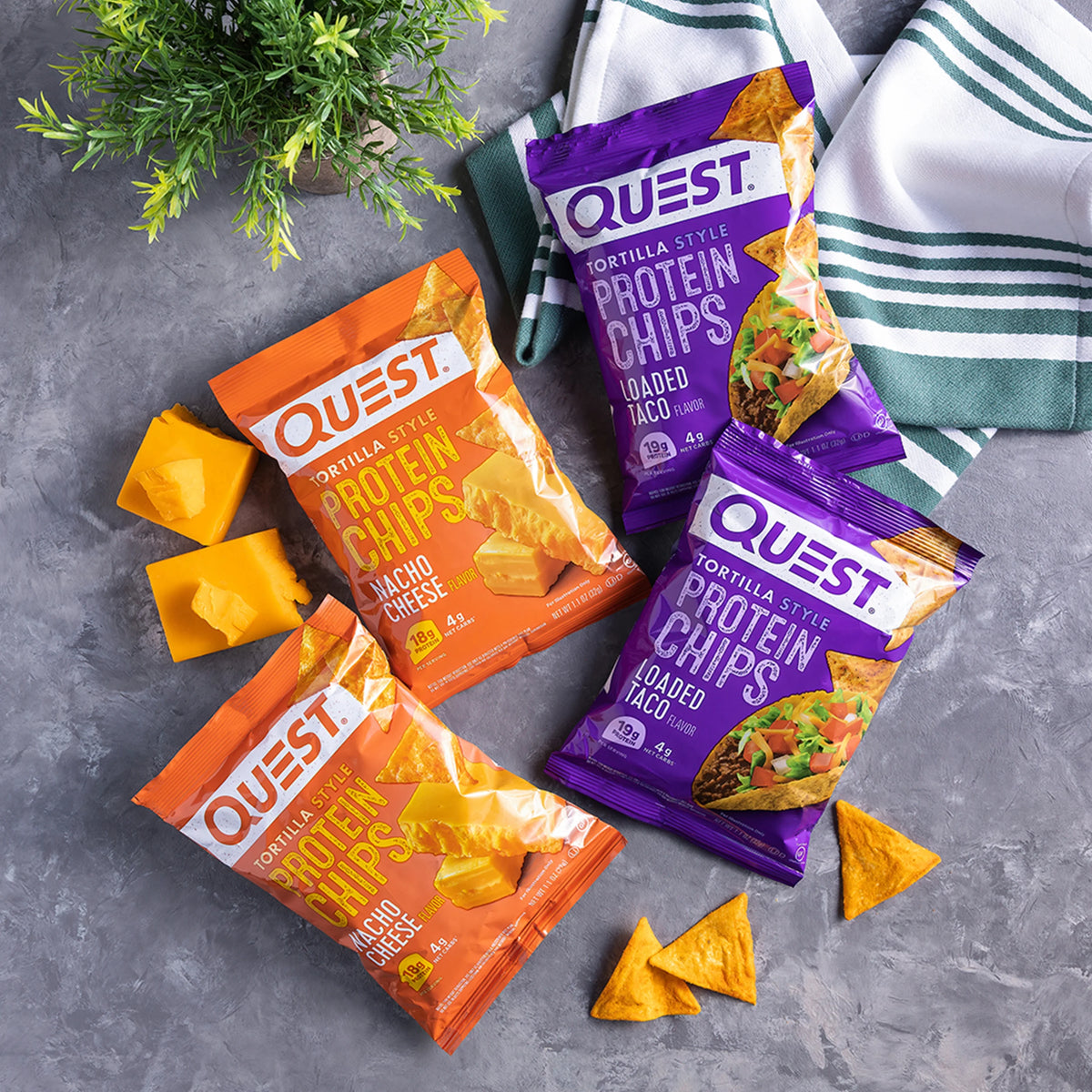 Nacho Cheese and Loaded Taco Tortilla Style Protein Chips Variety Pack, 12 Count R245