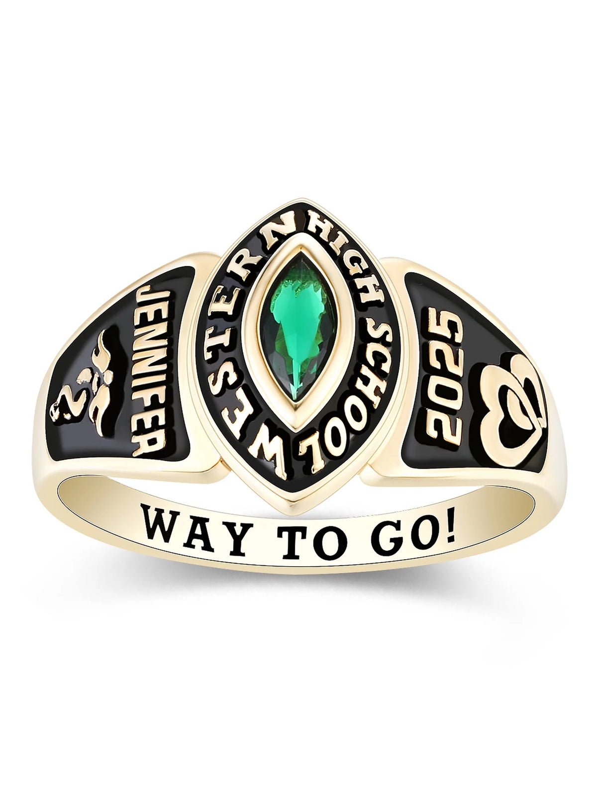 10kt Yellow Gold Class Rings with CZ Birthstone G1802