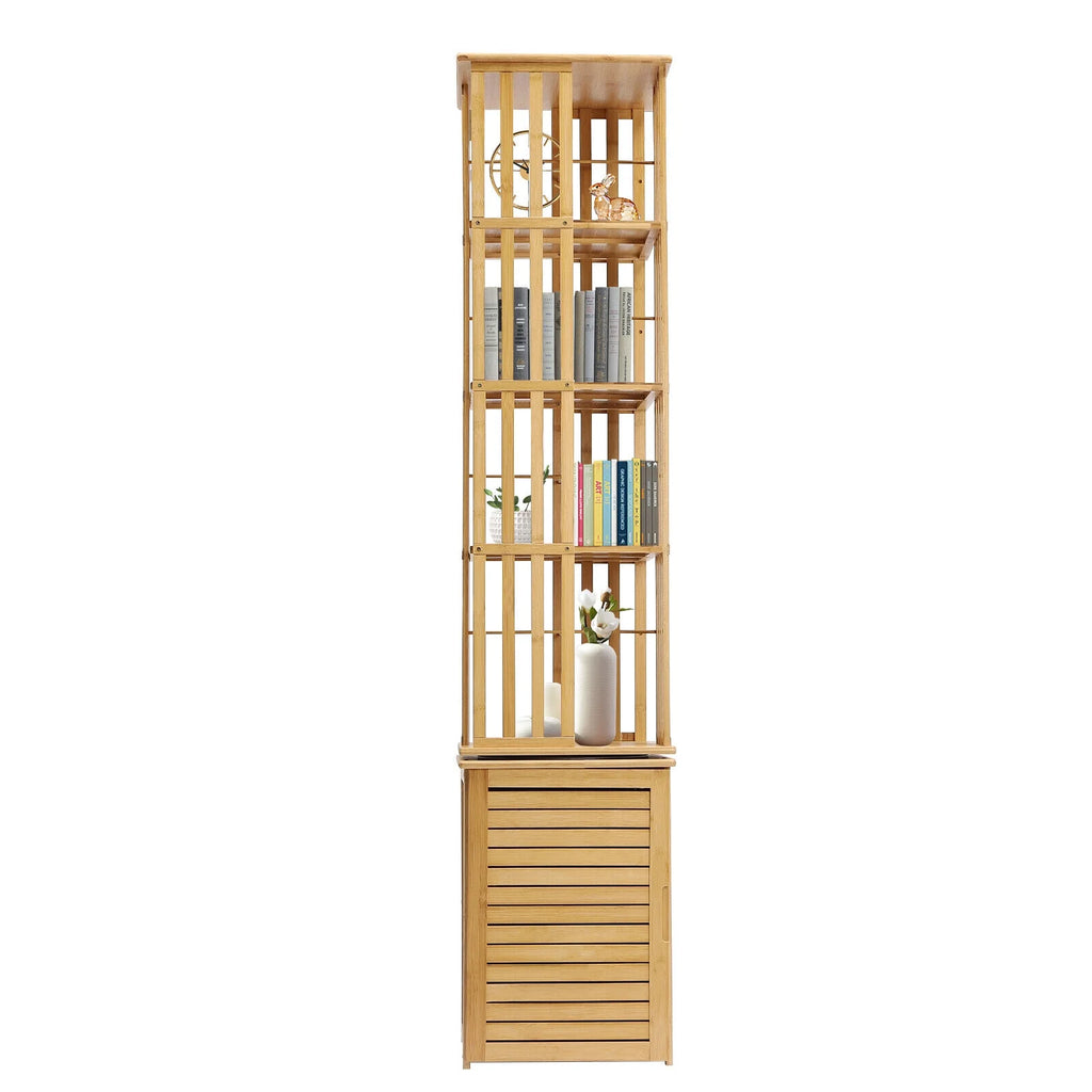 6 Tier 360° Rotating Bamboo Corner Bookshelf N79994