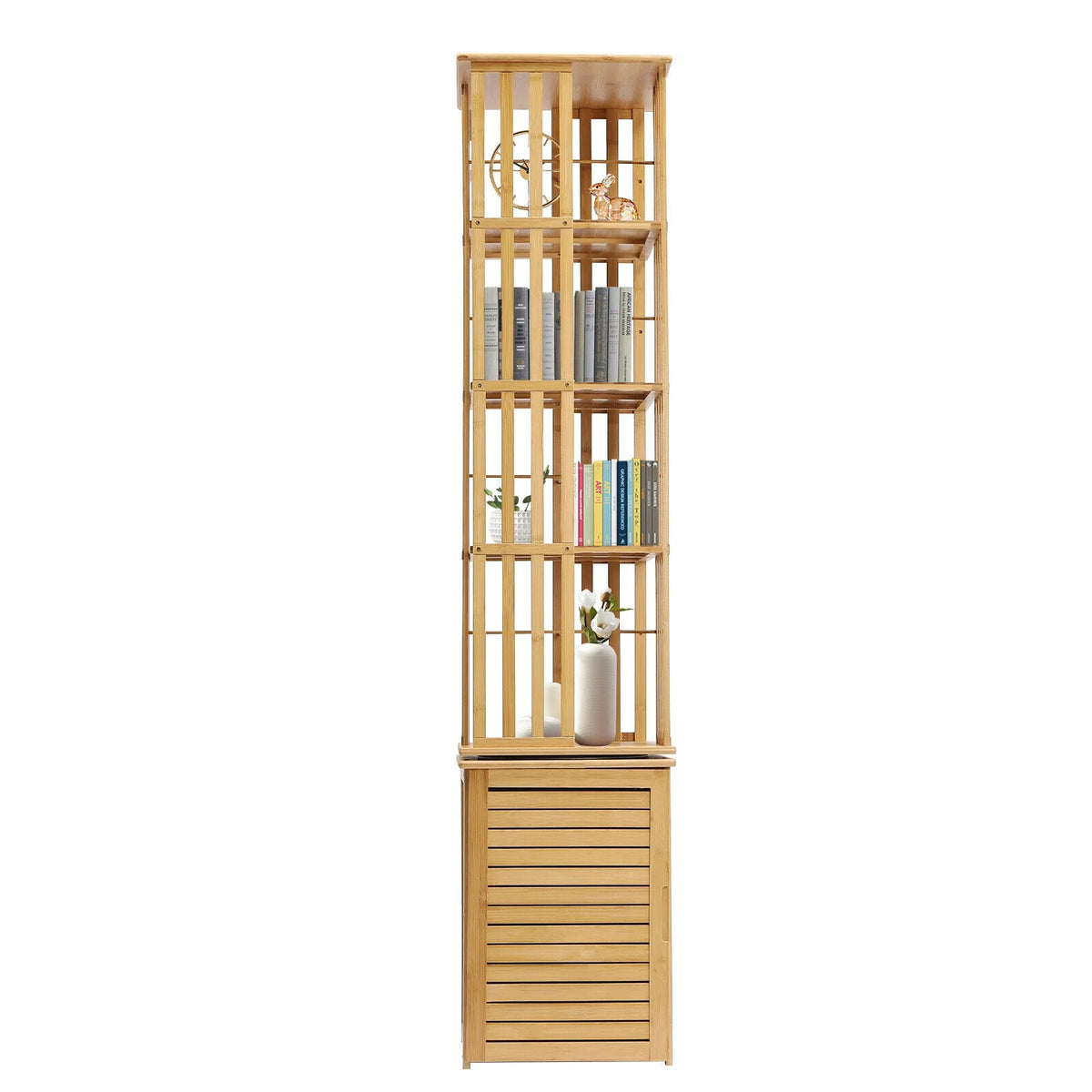 6 Tier 360° Rotating Bamboo Corner Bookshelf N79994
