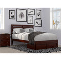Solid Wood Full Bed with Foot Drawer and USB Charger in Walnut V9744