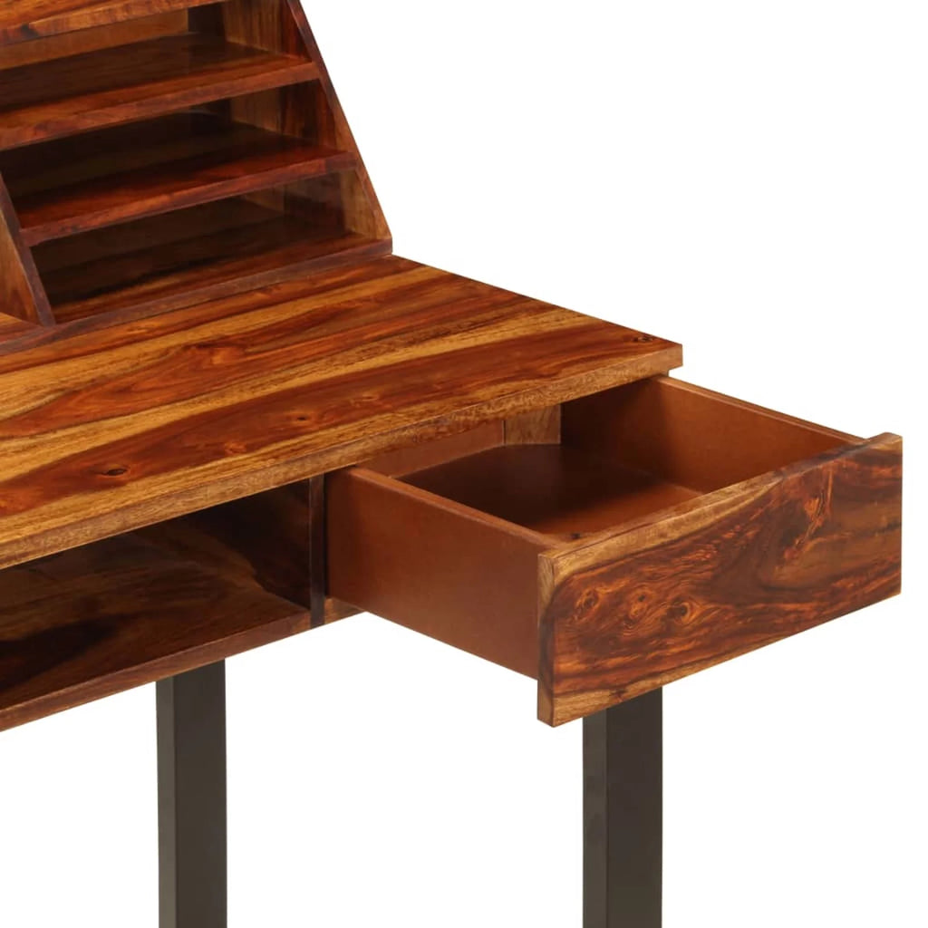 Sheesham Wood Writing Desk with 2 Drawers and Keyboard Shelf H376158