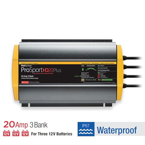 Waterproof Marine Battery Charger, 20 Amp, 3 Bank O45978
