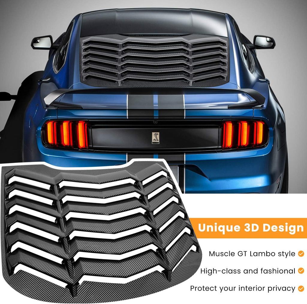 Rear Window Louver Windshield Sun Shade Cover ABS Glossy Carbon Fiber L1202