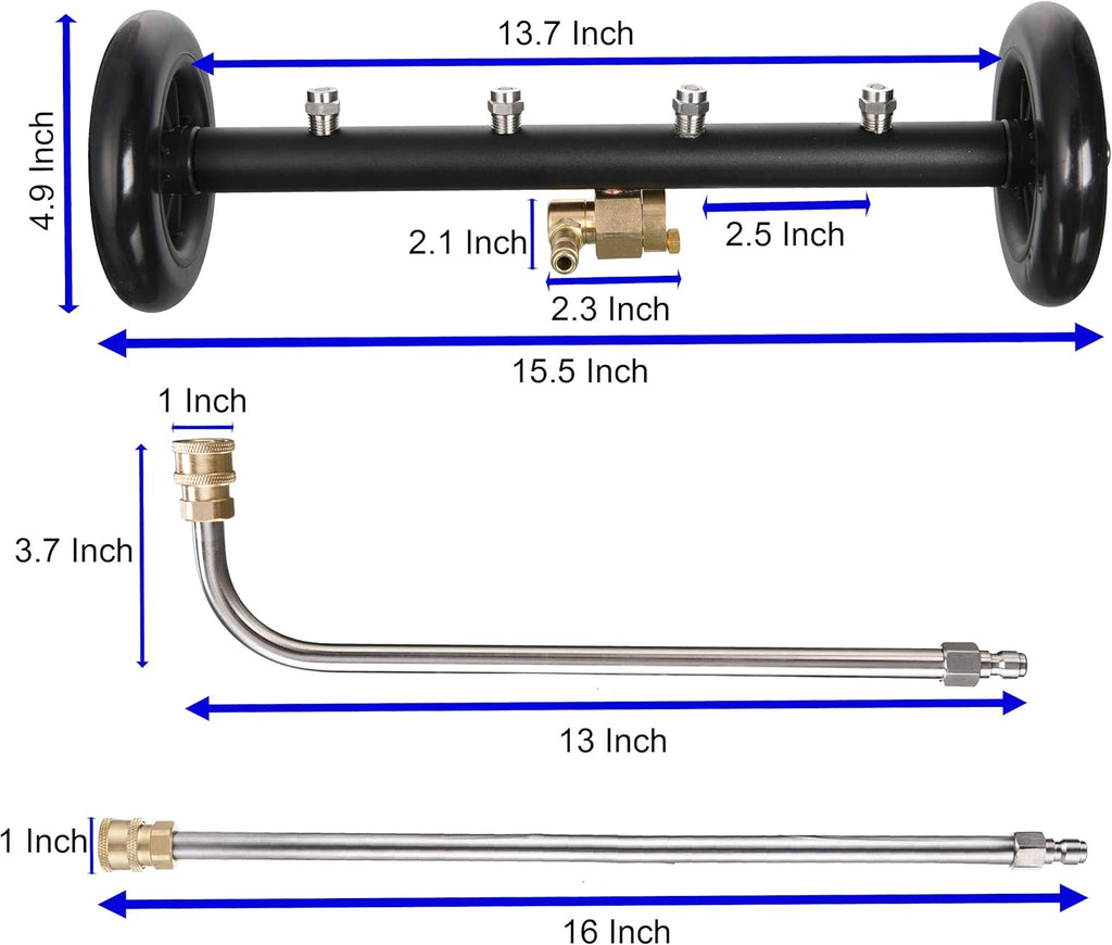 16 Inch Underbody Car Wash Water Broom with 3 Pieces Extension Wand, 4000 PSI V23734
