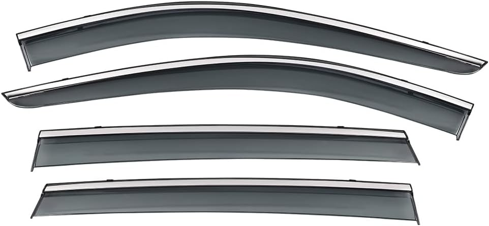 Polycarbonate Rain Guards Window Visors with 304 Stainless Steel Trim Pack of 2 C53832