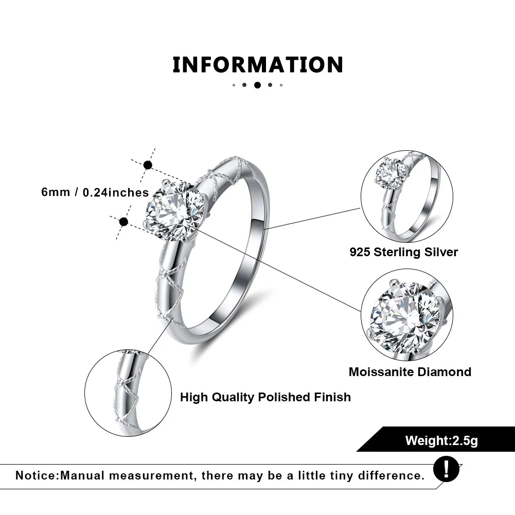 1 Ct Moissanite Sterling Silver Engagement Ring Z607317