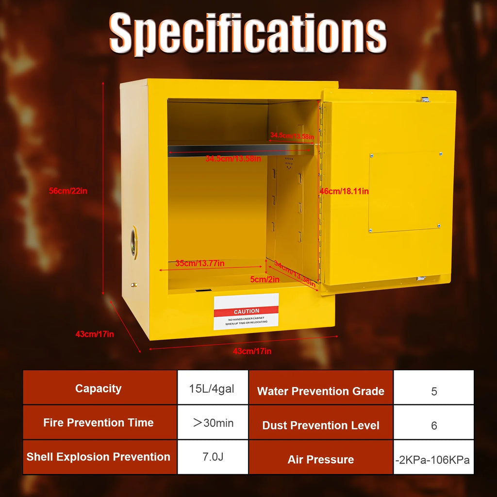 Flammable Liquid Storage Cabinet 4 Gallon Yellow V890