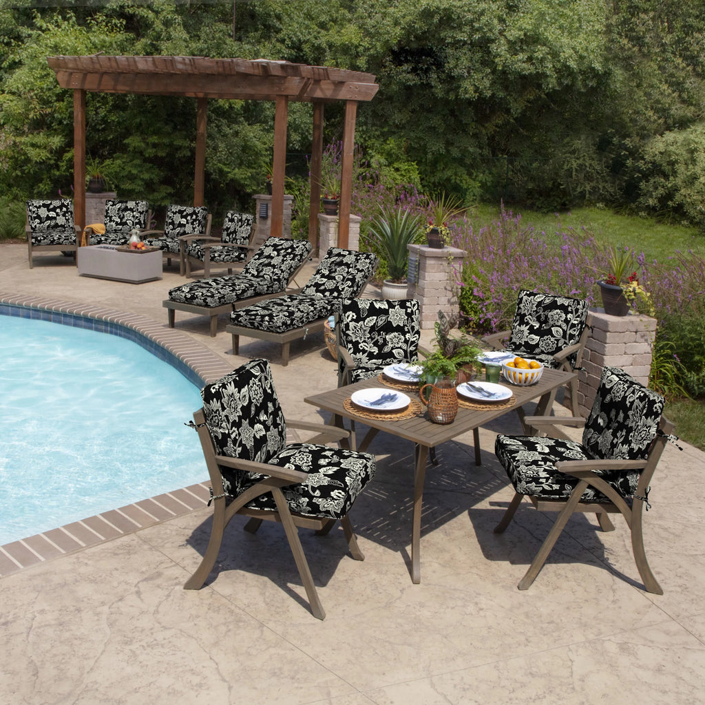 Black Outdoor Chaise Lounge Cushion D32279