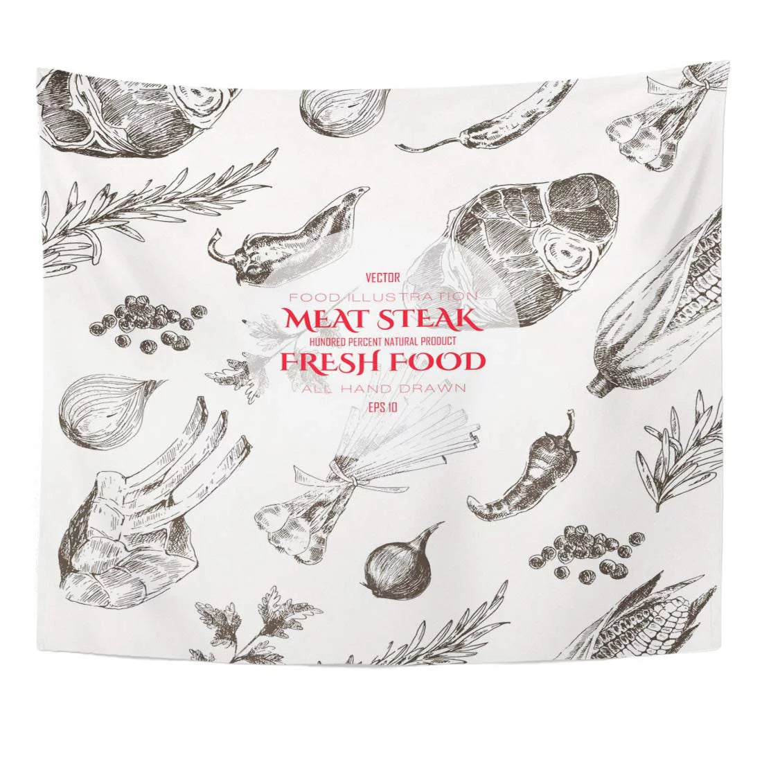 Beef Meat Steak Wall Art Hanging Tapestry 51x60 inch N7505