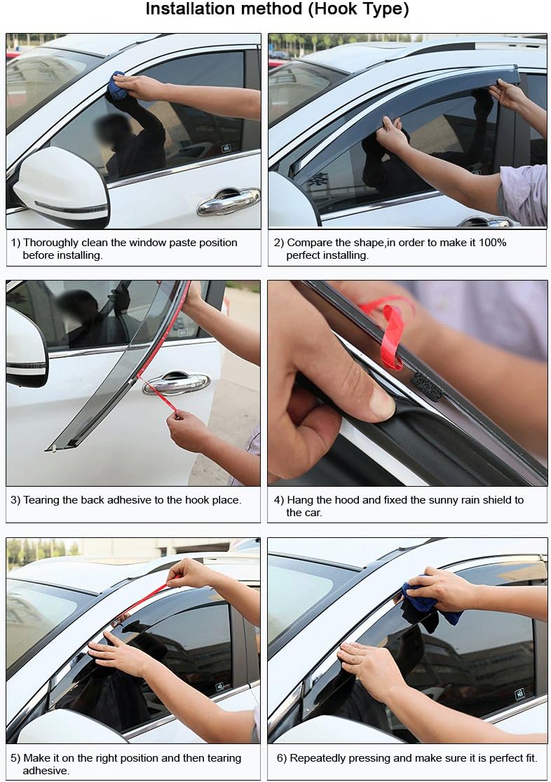Car Window Visor Vent Shade Deflector Sun Rain Fog Guards F583904