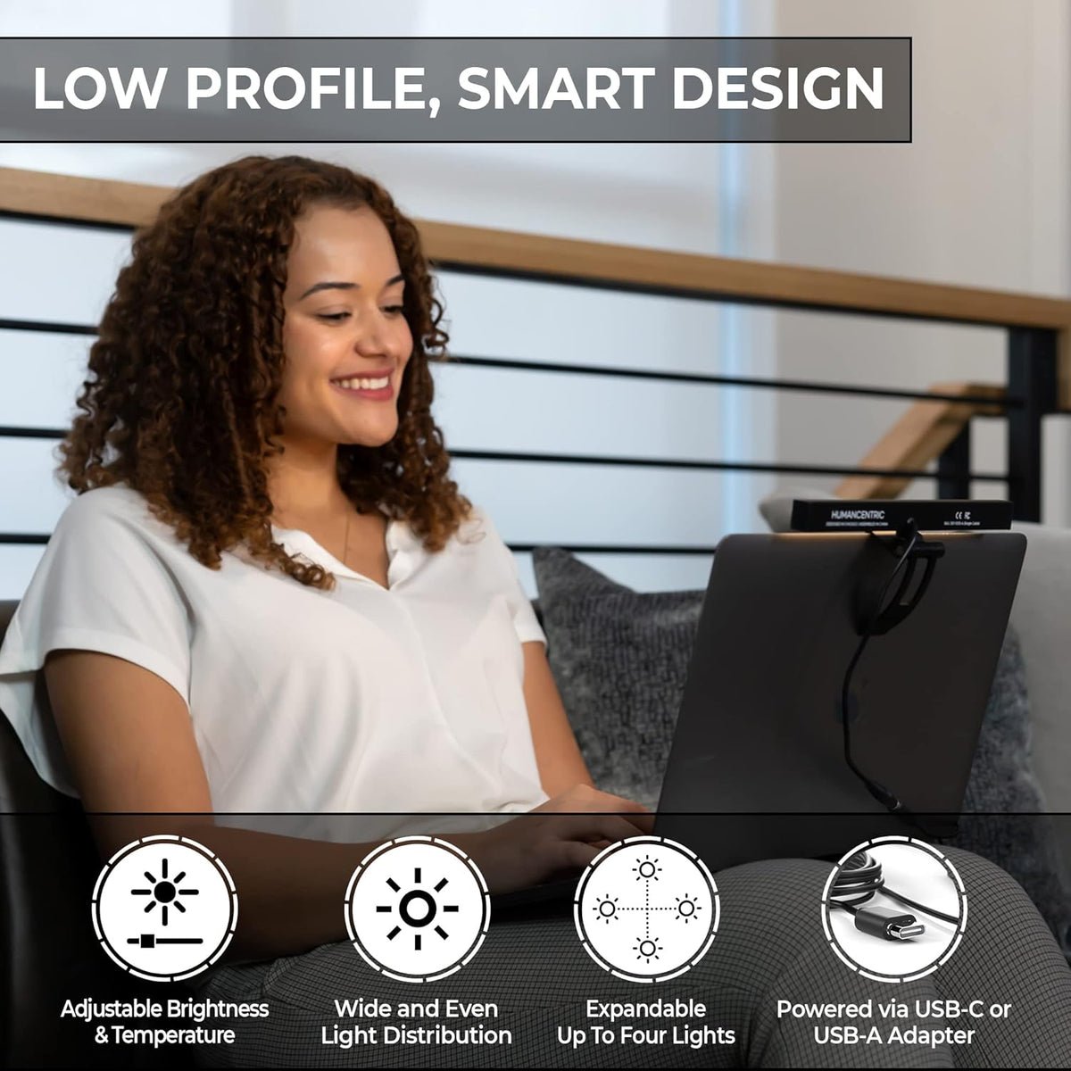 Video Conference Lighting for Monitor and Laptop, USB-C, Single Kit P595067
