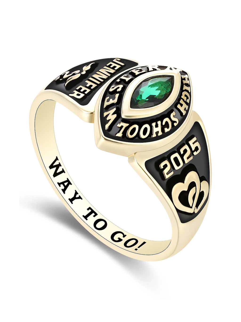 10kt Yellow Gold Class Rings with CZ Birthstone G1802