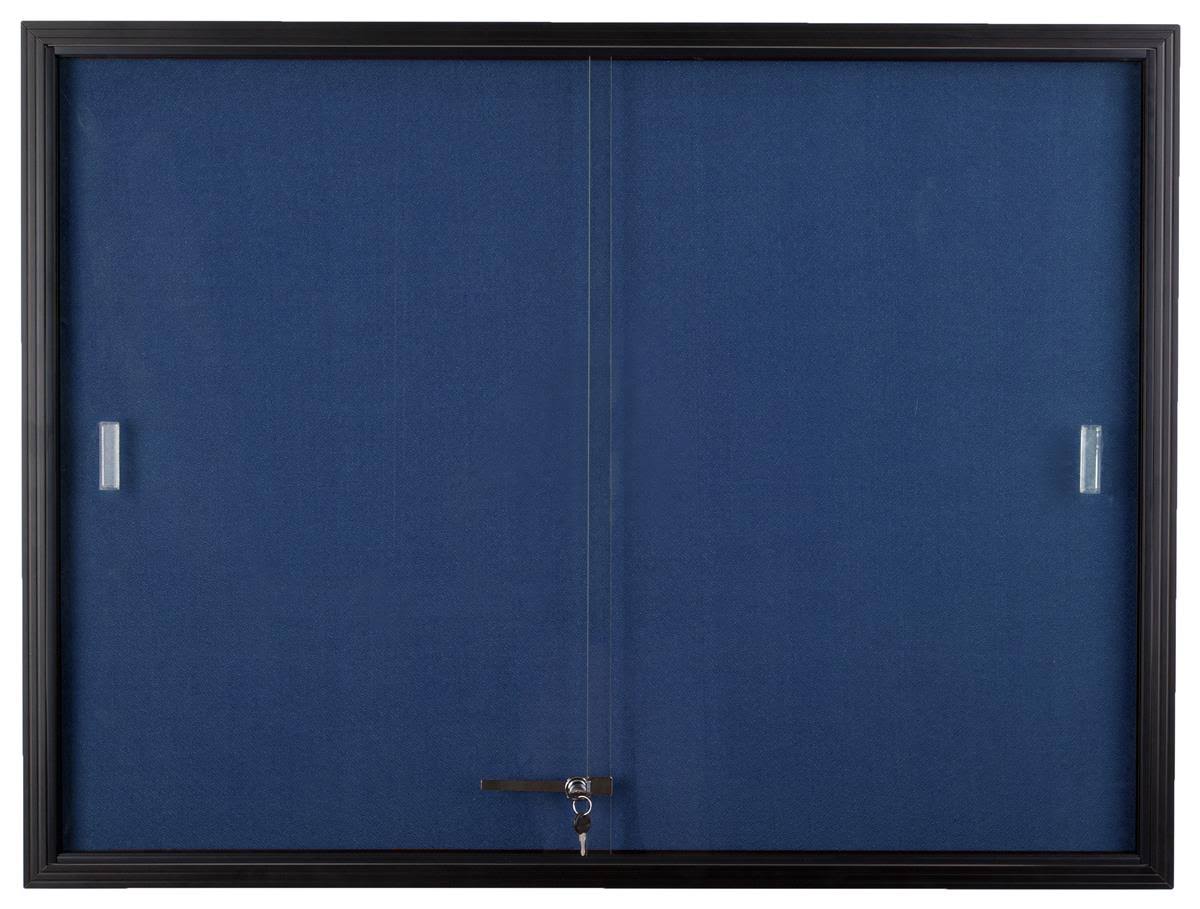 Blue Fabric 48 inch x 36 inch Locking Bulletin Board C420764