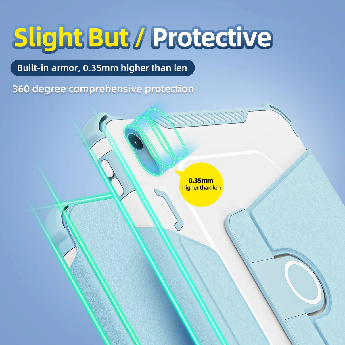 Skyblue Rotating Case for iPad 10th Generation 10.9-inch with Pencil Holder M6921
