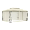 Cream Steel Frame Party Tent Gazebo Canopy with Nets 9.8ft x 13.1ft x 8.7ft O66468