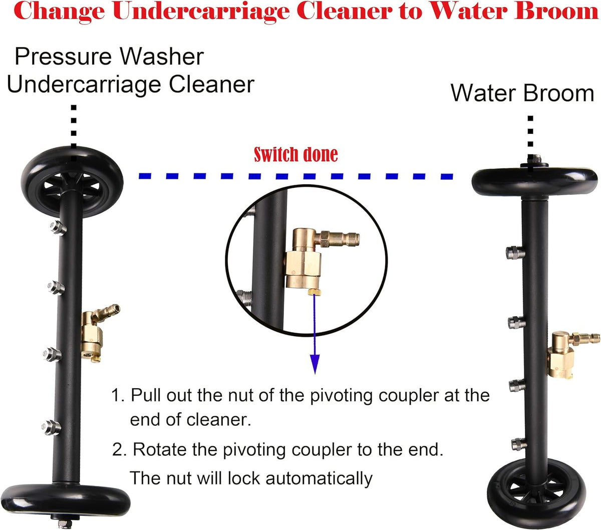 16 Inch Underbody Car Wash Water Broom with 3 Pieces Extension Wand, 4000 PSI V23734
