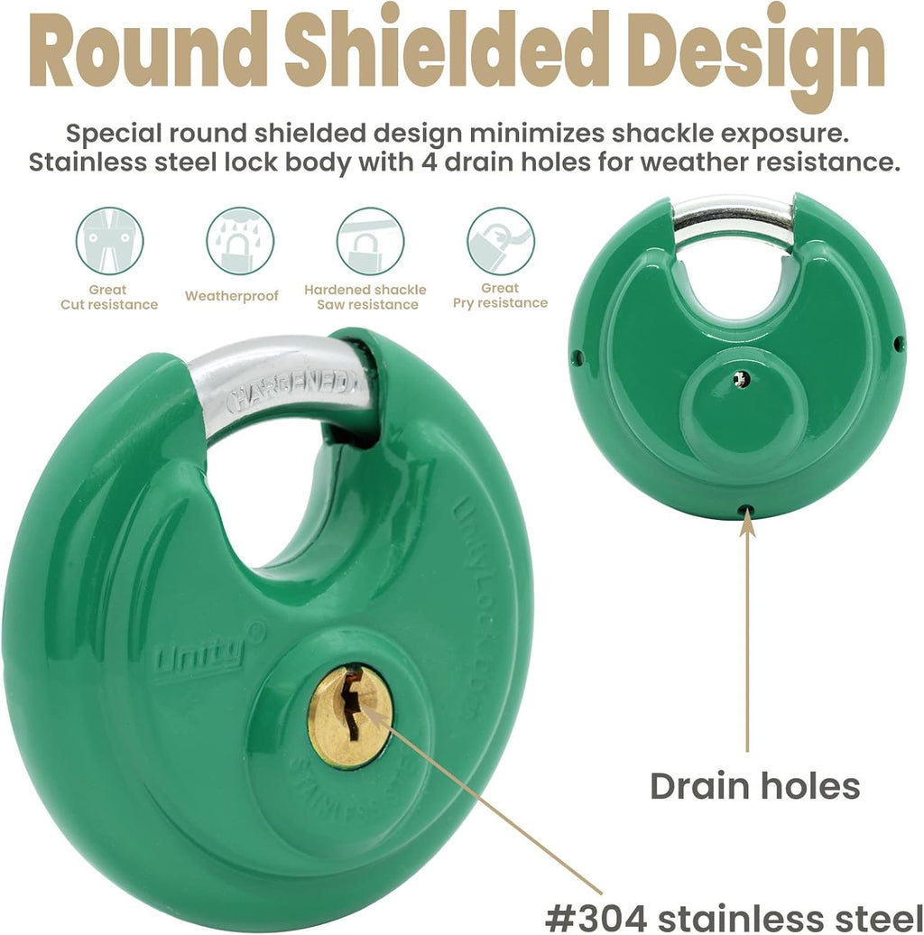 Green Disc Padlock 2-3/4" (70mm) (50) U485