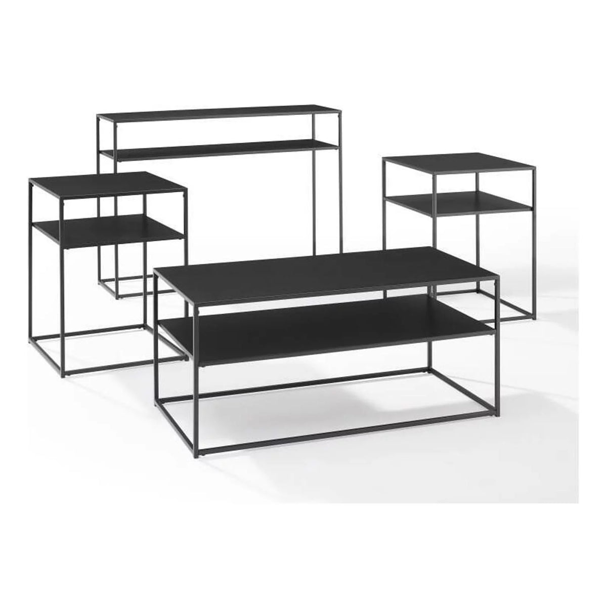 4Pc Matte Black Coffee Table Set W64162
