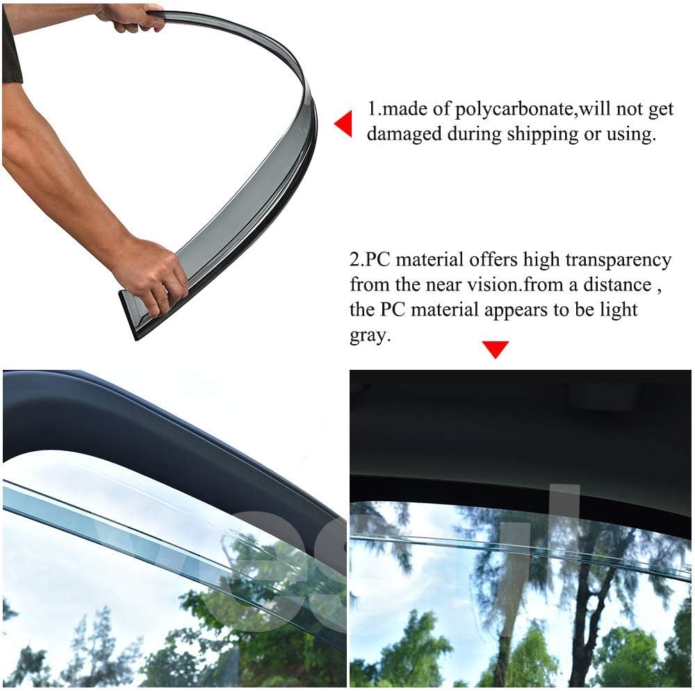 Polycarbonate Rain Guards Window Visors with 304 Stainless Steel Trim Pack of 2 C53832