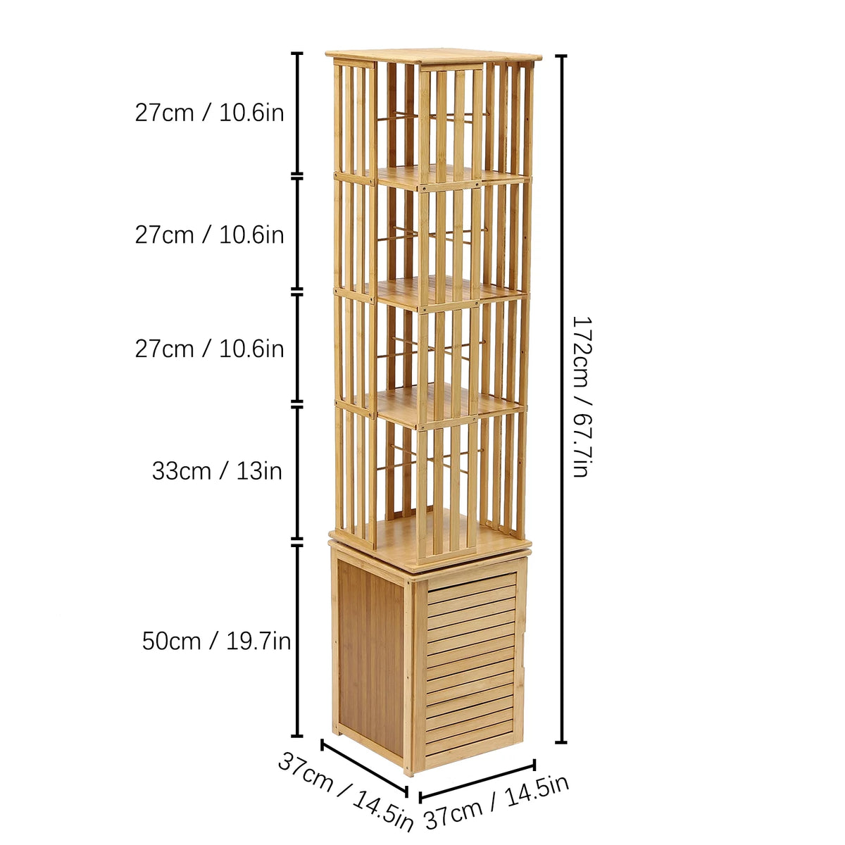 6 Tier 360° Rotating Bamboo Corner Bookshelf N79994
