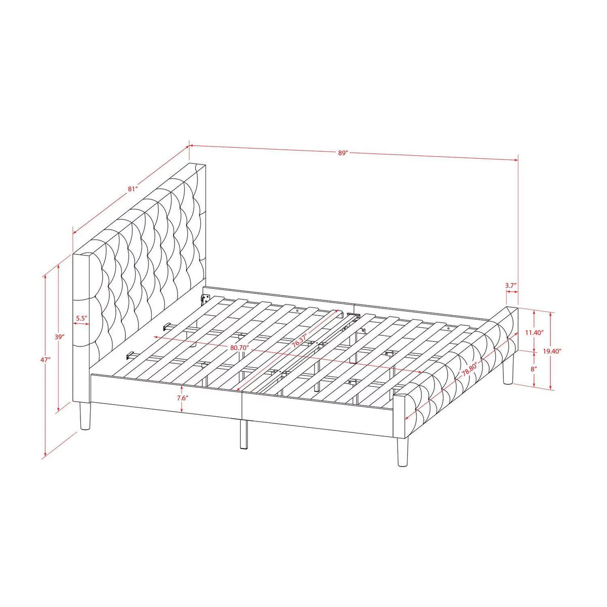2 Pieces Wood King Bedroom Set L88986