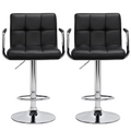 Black Adjustable Swivel Bar Stool Set of 2 E3586