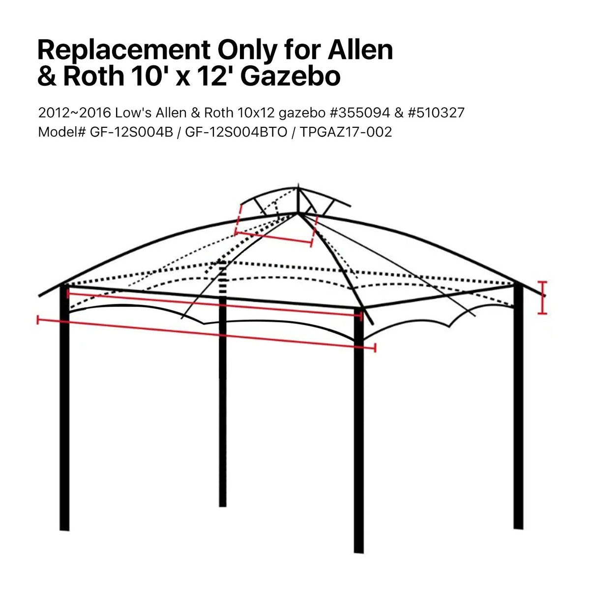 Green 10 X 12 Feet Water-Resistant Gazebo Replacement Canopy Top J5460