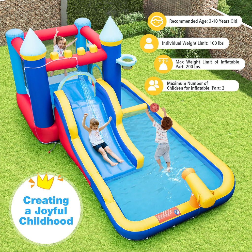 6-in-1 Inflatable Water Castle Bouncer with 50 Ocean Balls & 735W Blower R922816