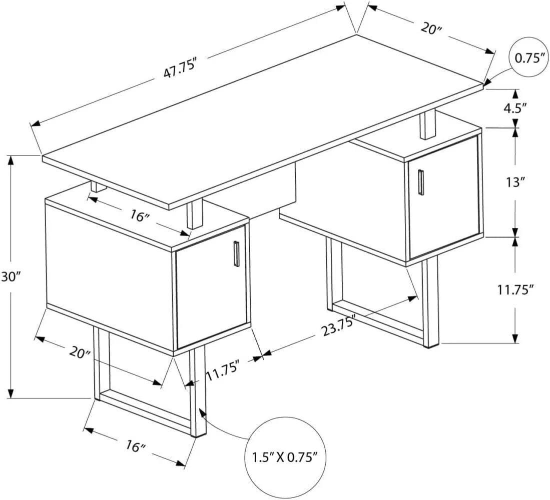 White Metal Laminate Computer Desk U423498