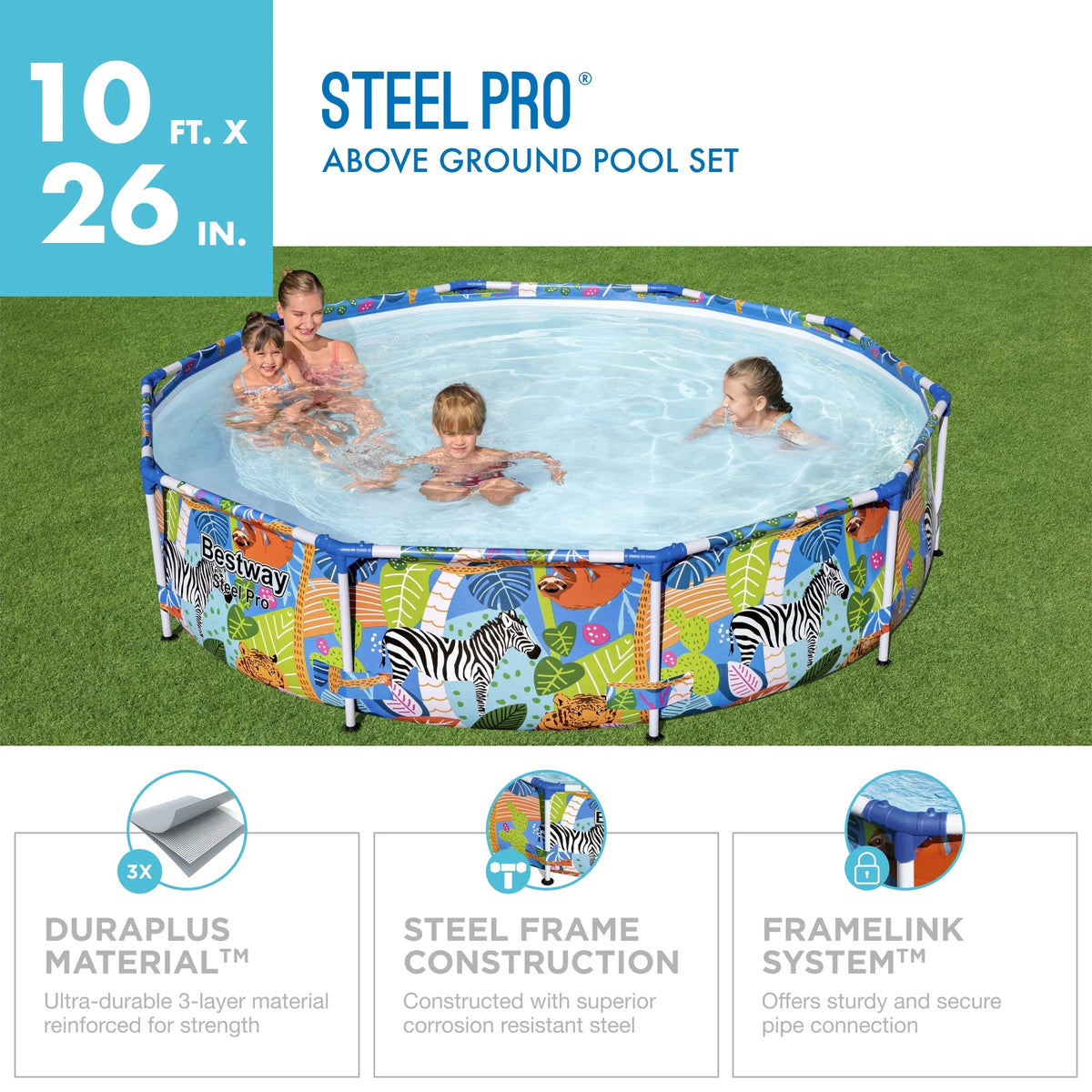10 ft. x 26 in. Round Metal Frame Above Ground Pool M5696
