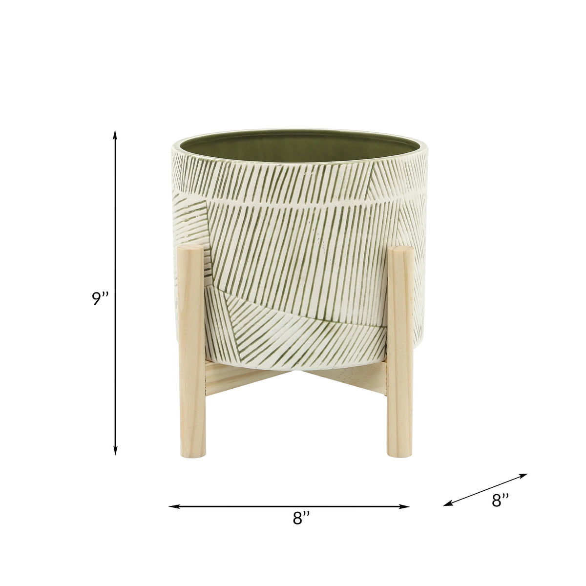 Ceramic Planter with Wood Stand S699