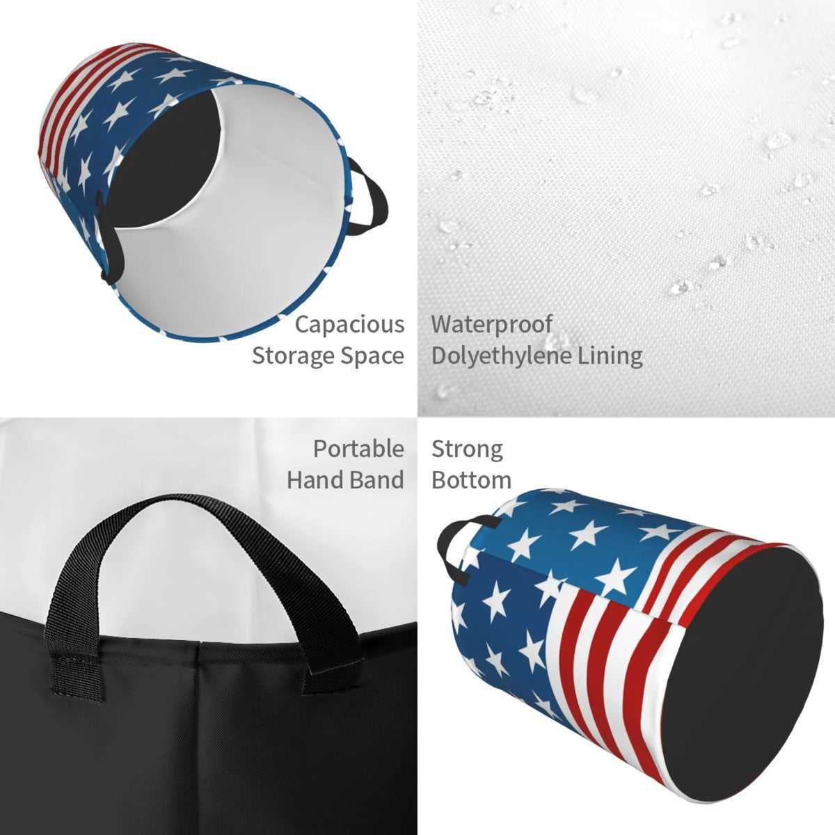 Waterproof Collapsible Large Laundry Basket with Handles M1836