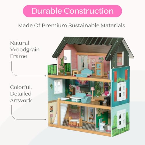 3-Story Dollhouse with 4 Rooms and 16 Accessories C86645