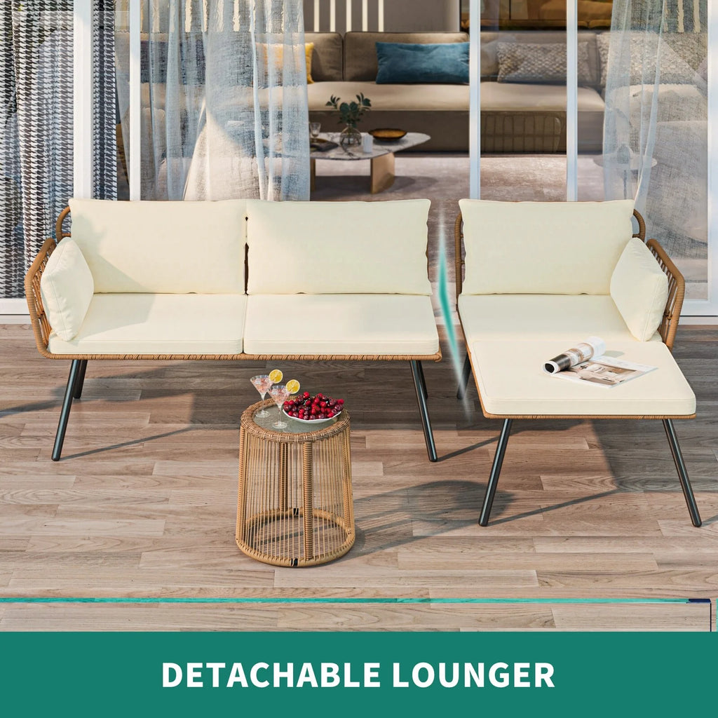 3-piece Woven Outdoor Sectional Sofa Set Y6874