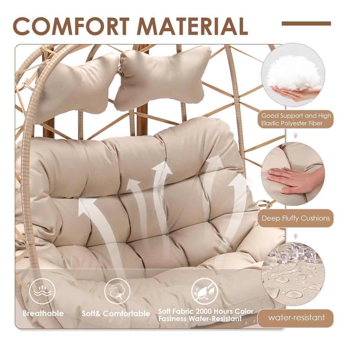 Rattan Double Hanging Swing Egg Chair with Stand V258